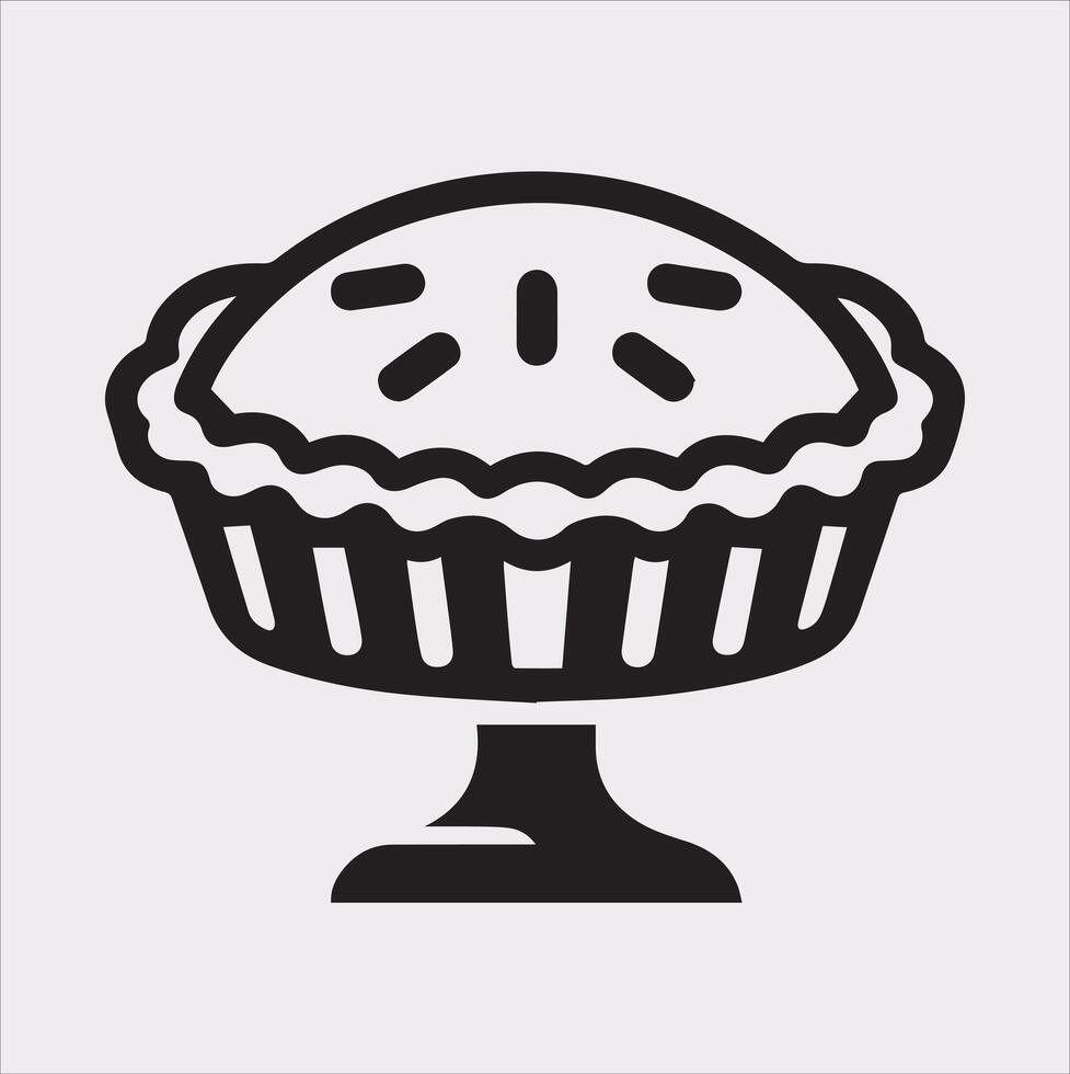 Pie icon silhouette on white background vector