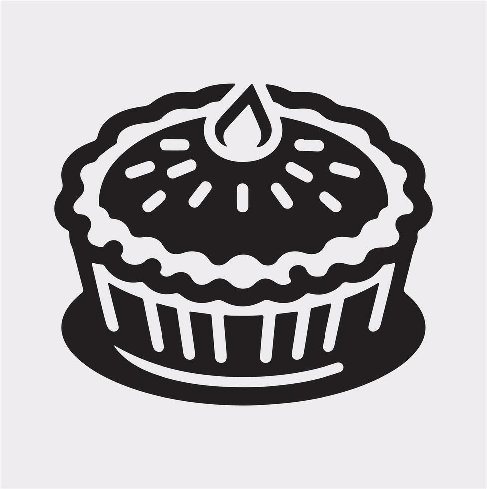 Pie icon silhouette on white background vector