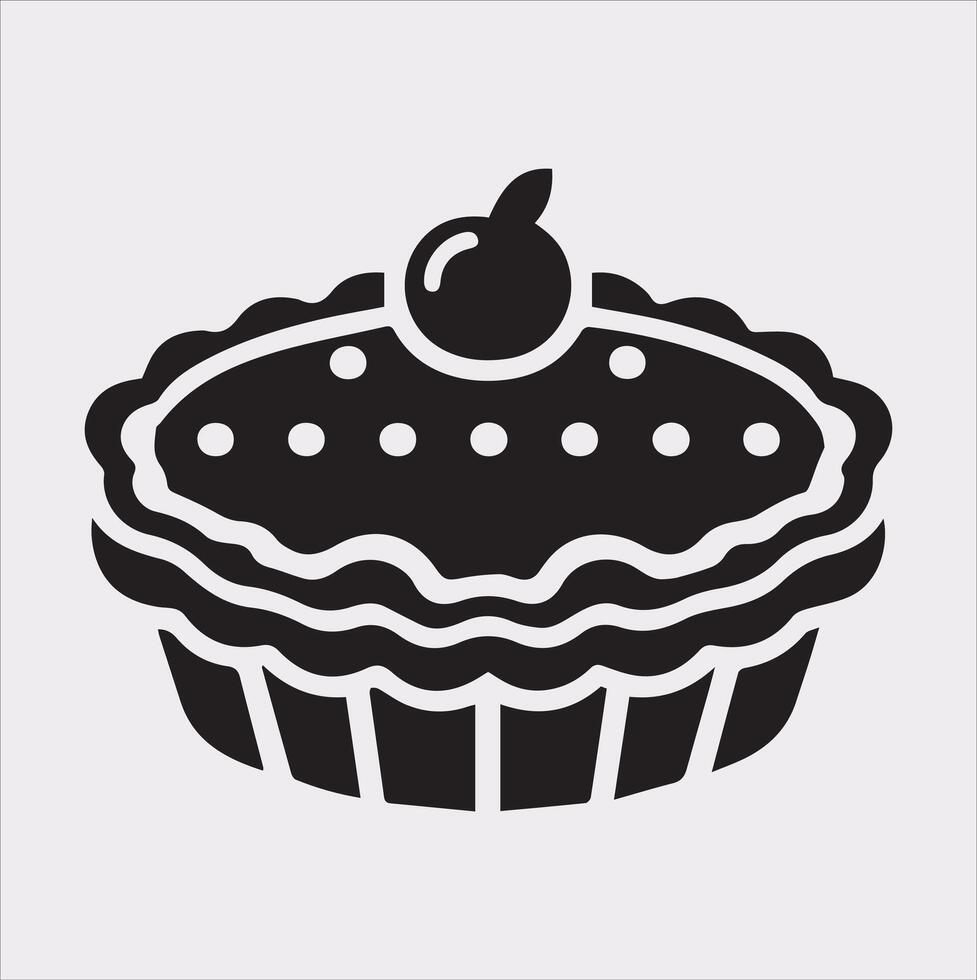 Pie icon silhouette on white background vector