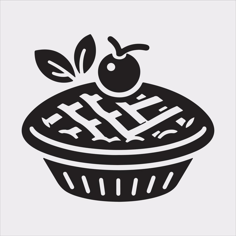 Pie icon silhouette on white background vector