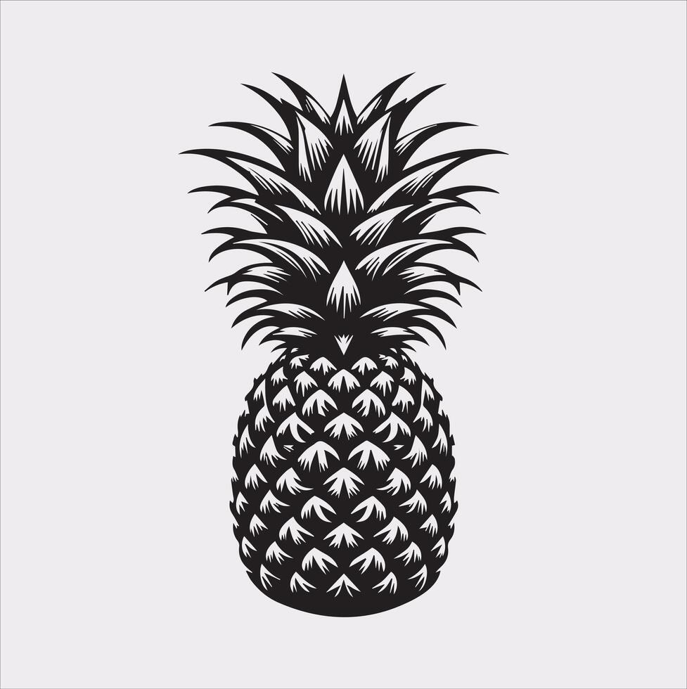 pineapple silhouette on white background vector