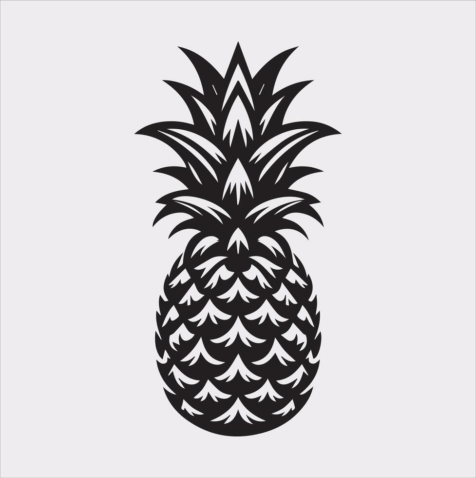 pineapple silhouette on white background vector