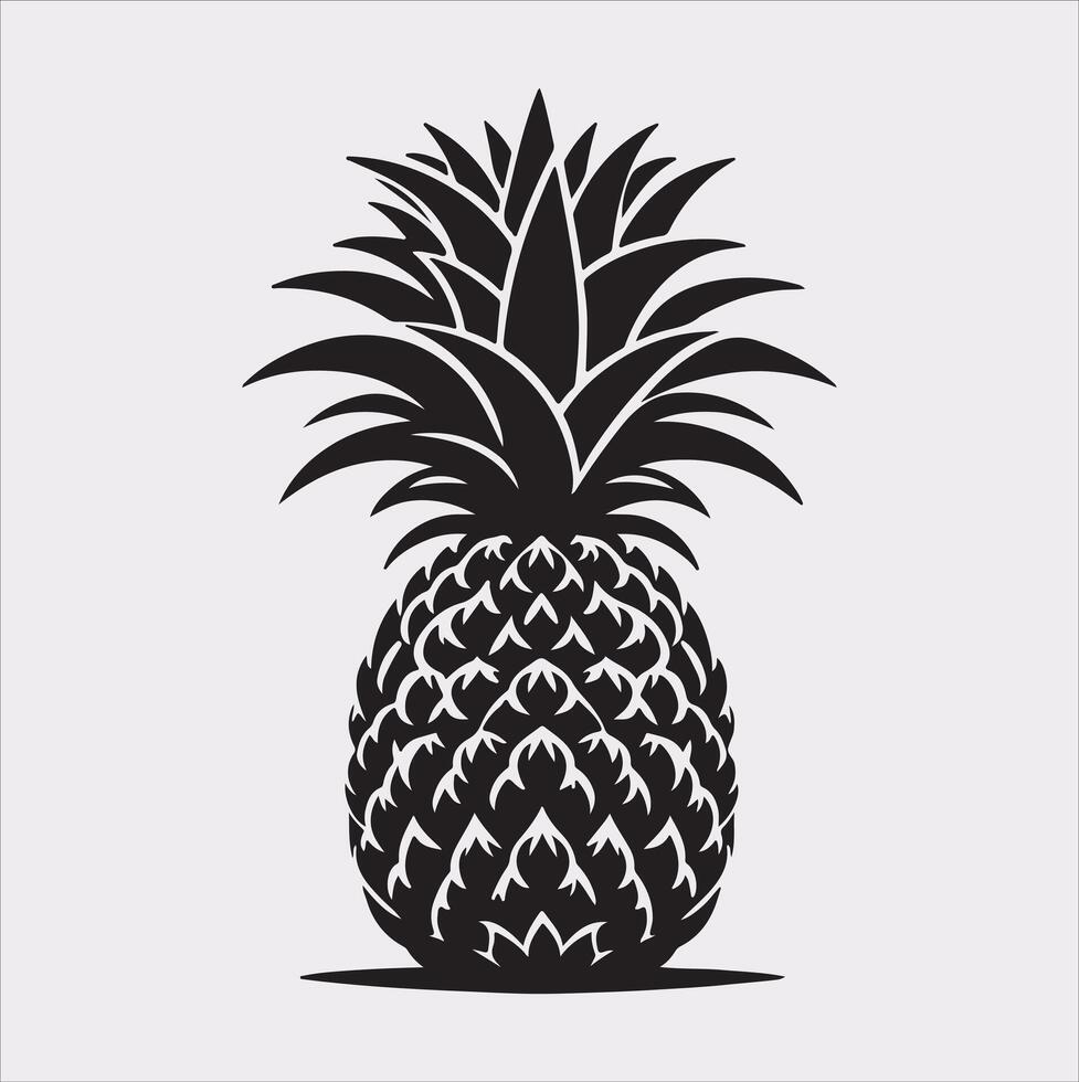 pineapple silhouette on white background vector