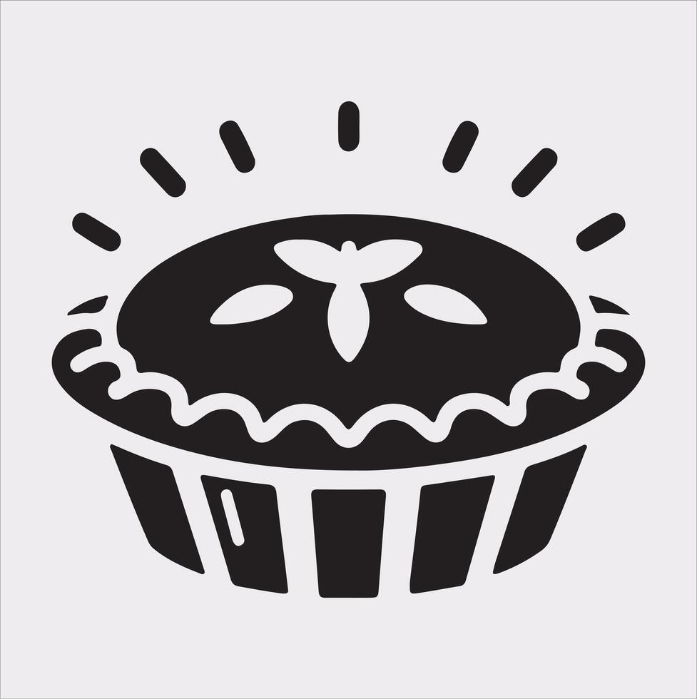 Pie icon silhouette on white background vector
