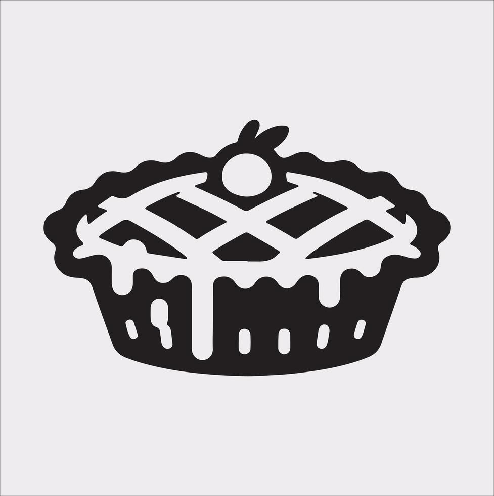 Pie icon silhouette on white background vector
