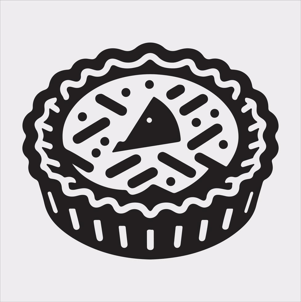 Pie icon silhouette on white background vector