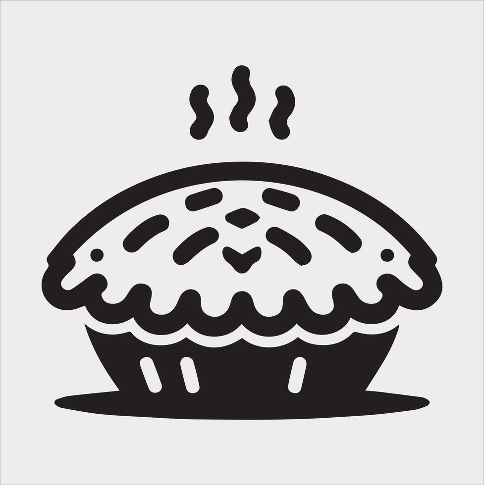 Pie icon silhouette on white background vector