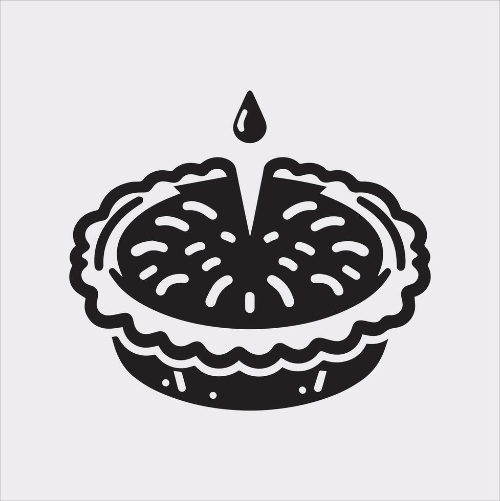 Pie icon silhouette on white background vector