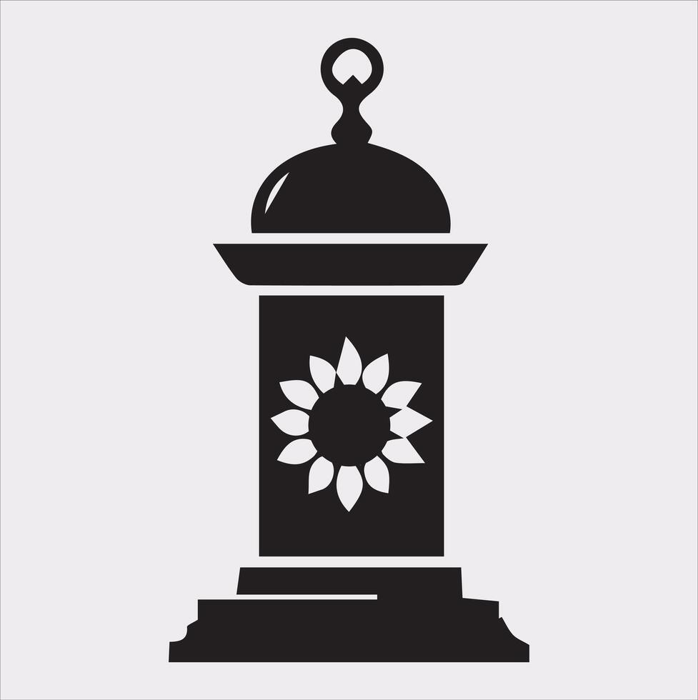 Ramadan lanterns silhouette simple and clean flat line art lamp on white background vector