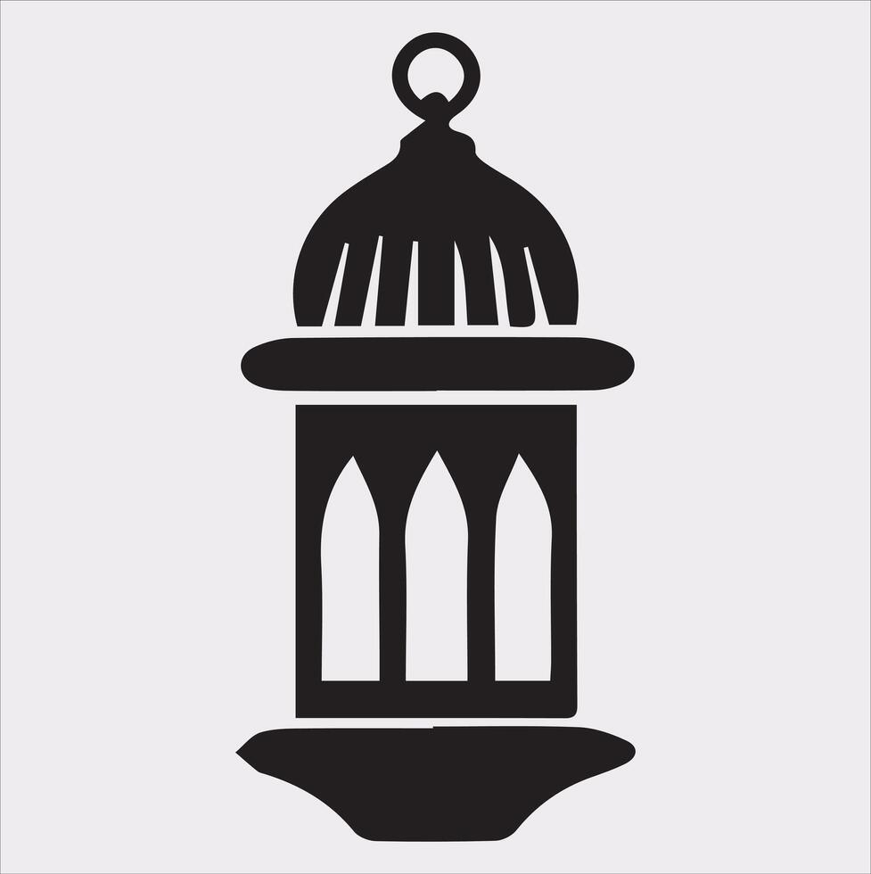 Ramadan lanterns silhouette simple and clean flat line art lamp on white background vector
