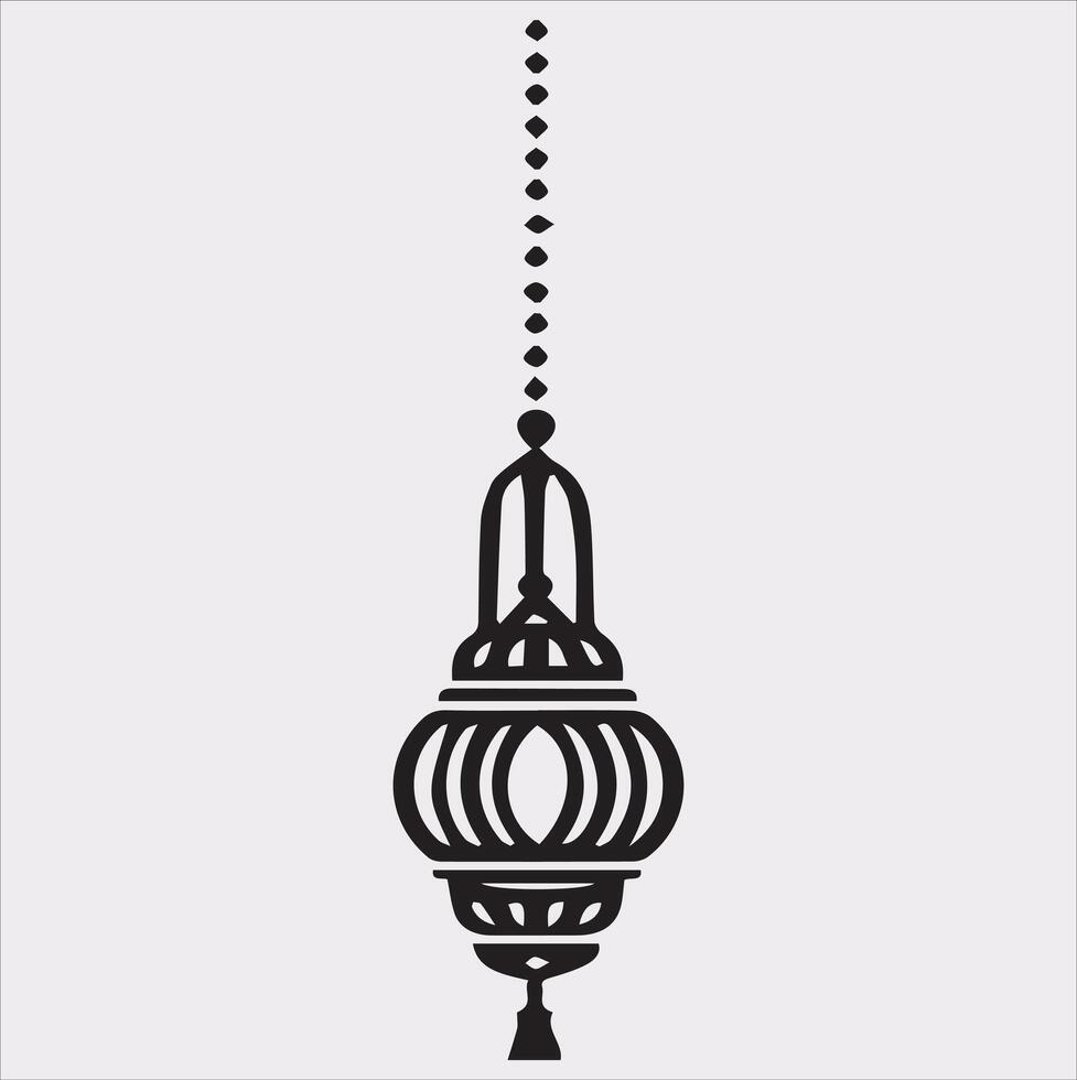 Ramadan lanterns silhouette simple and clean flat line art lamp on white background vector