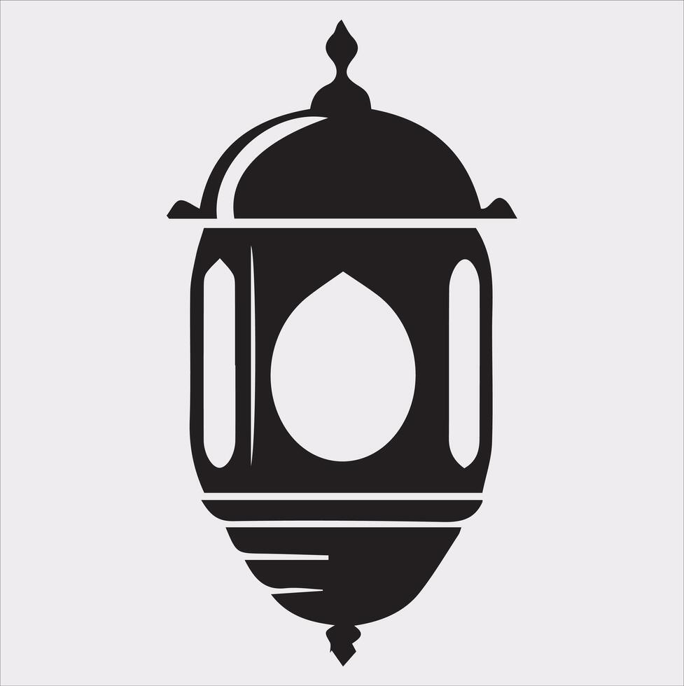 Ramadan lanterns silhouette simple and clean flat line art lamp on white background vector