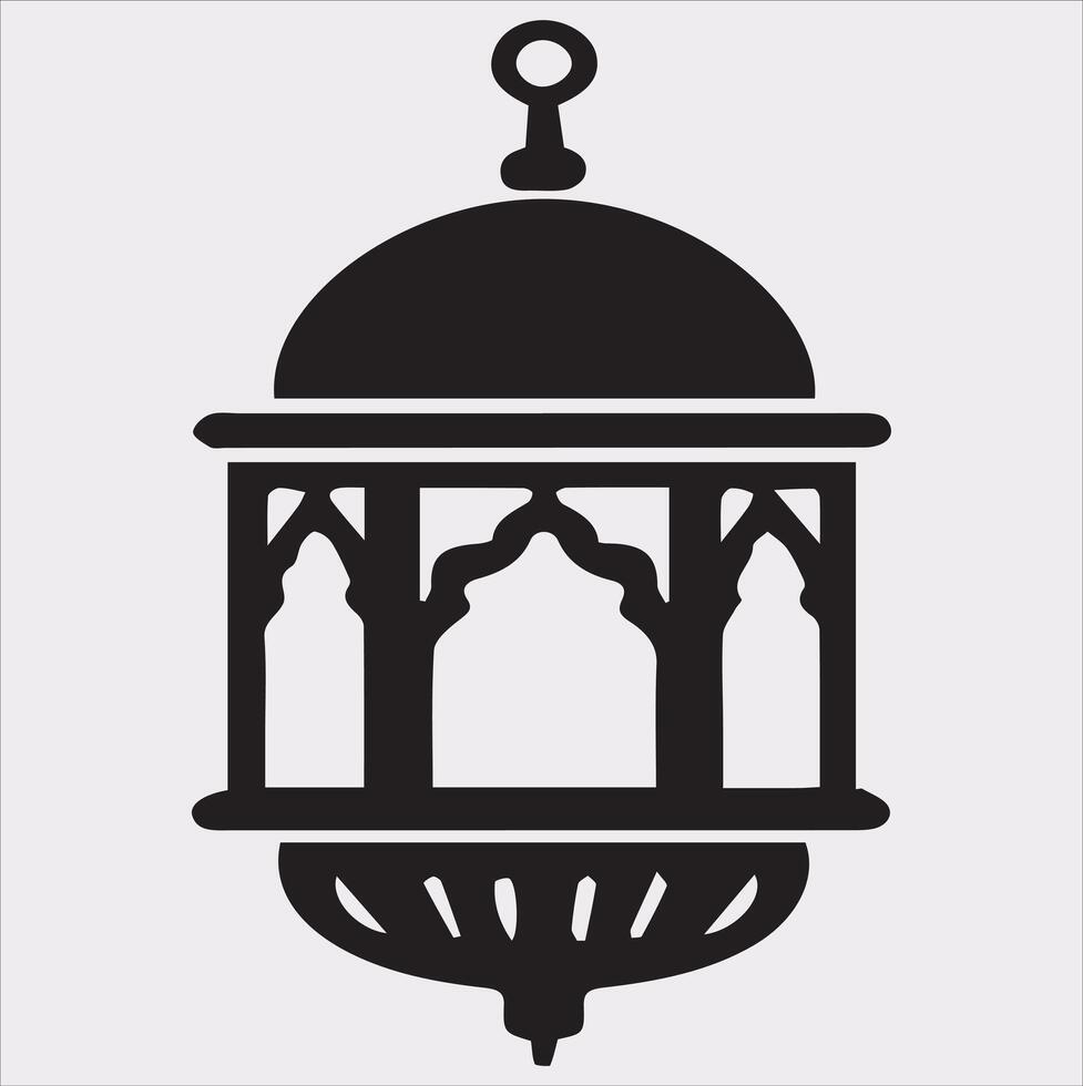 Ramadan lanterns silhouette simple and clean flat line art lamp on white background vector