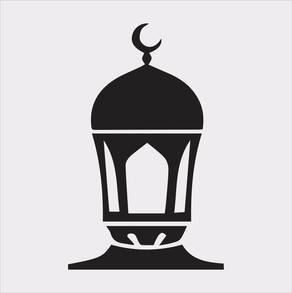 Ramadan lanterns silhouette simple and clean flat line art lamp on white background vector