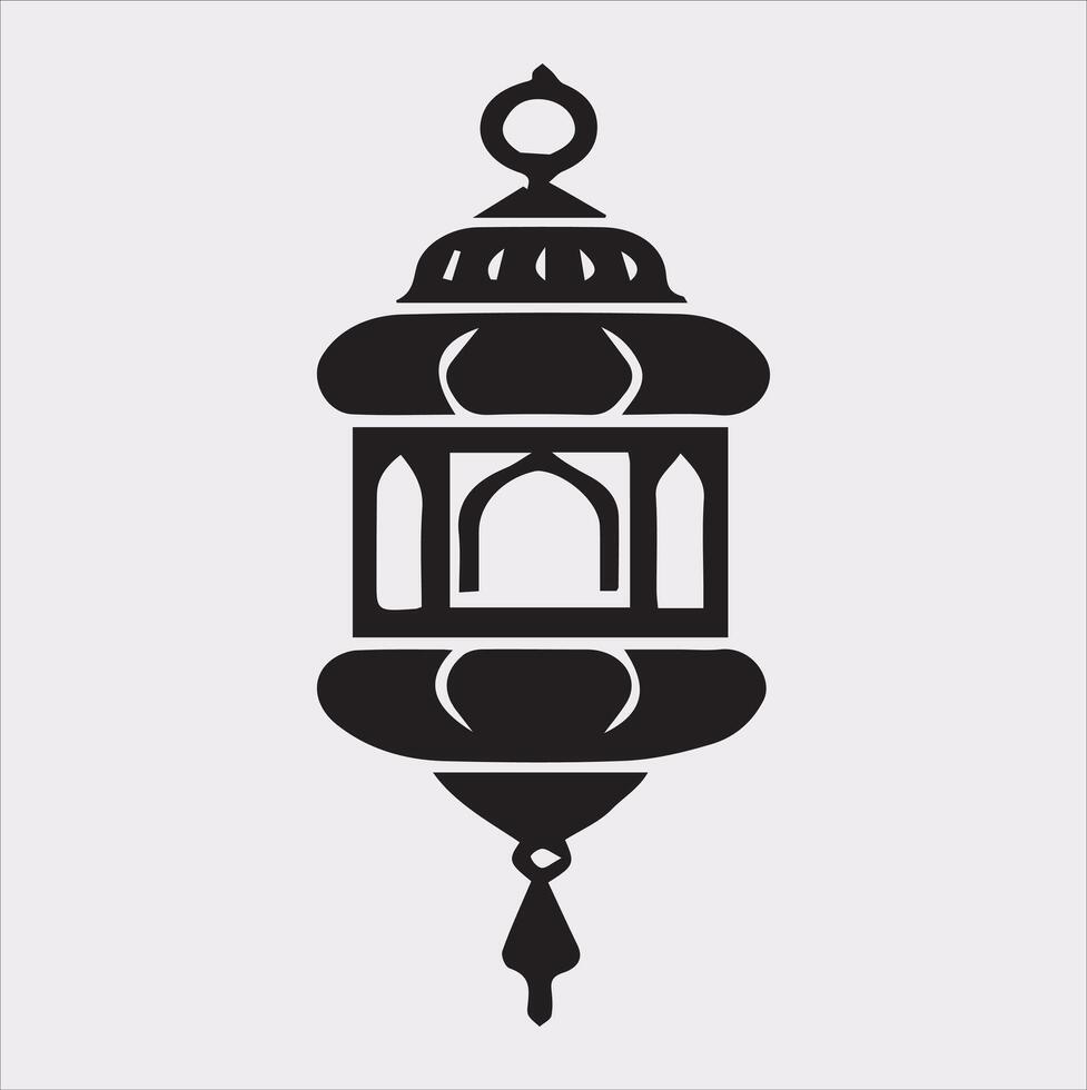 Ramadan lanterns silhouette simple and clean flat line art lamp on white background vector