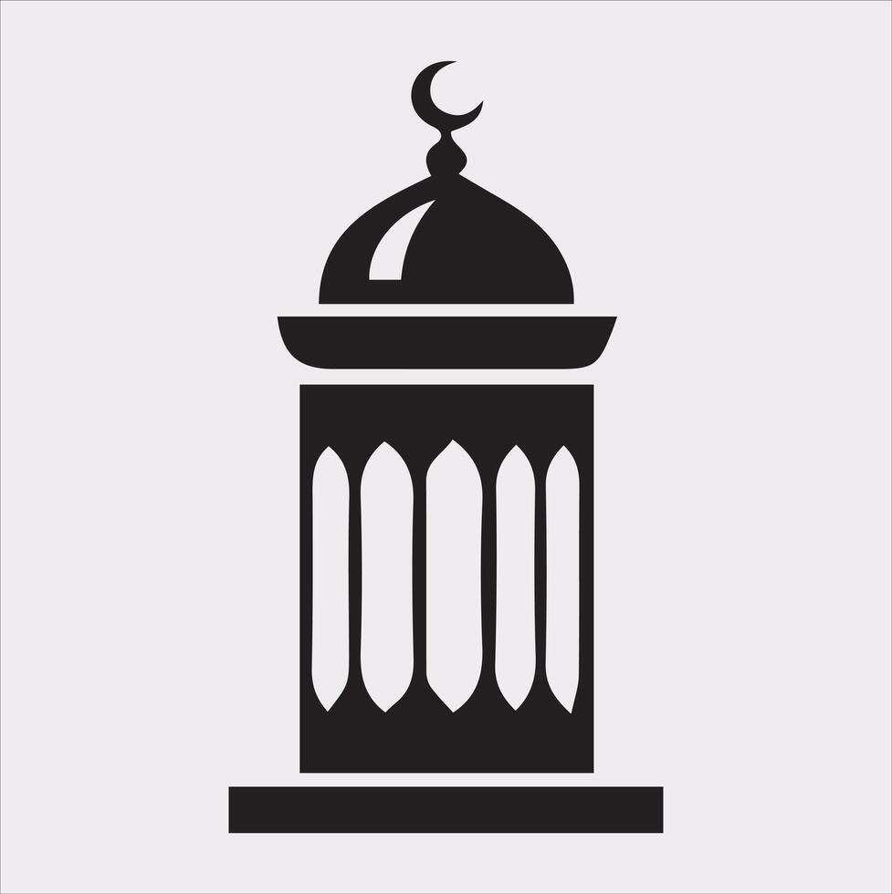 Ramadan lanterns silhouette simple and clean flat line art lamp on white background vector