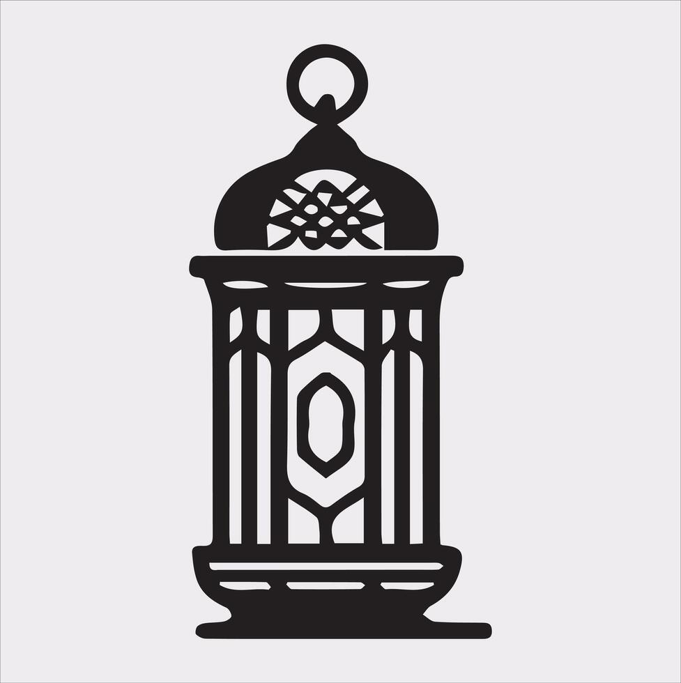 Ramadan lanterns silhouette simple and clean flat line art lamp on white background vector