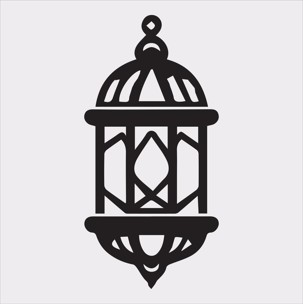 Ramadan lanterns silhouette simple and clean flat line art lamp on white background vector