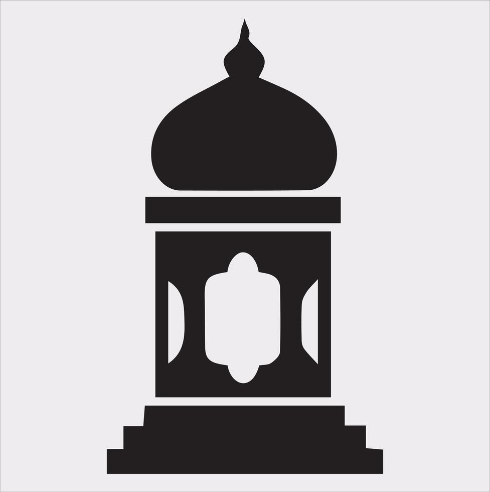 Ramadan lanterns silhouette simple and clean flat line art lamp on white background vector