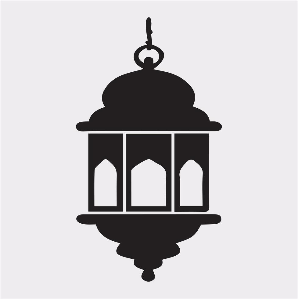 Ramadan lanterns silhouette simple and clean flat line art lamp on white background vector