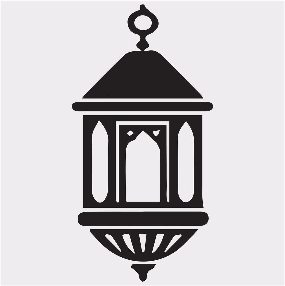 Ramadan lanterns silhouette simple and clean flat line art lamp on white background vector