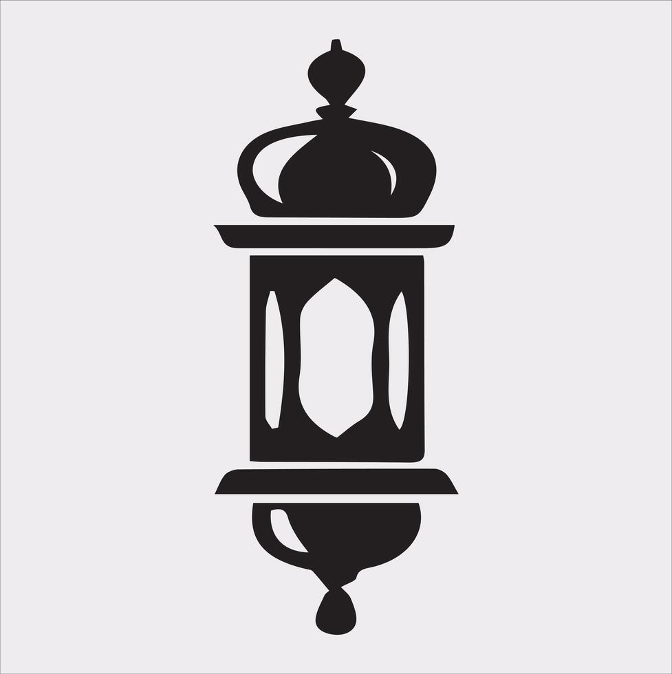 Ramadan lanterns silhouette simple and clean flat line art lamp on white background vector