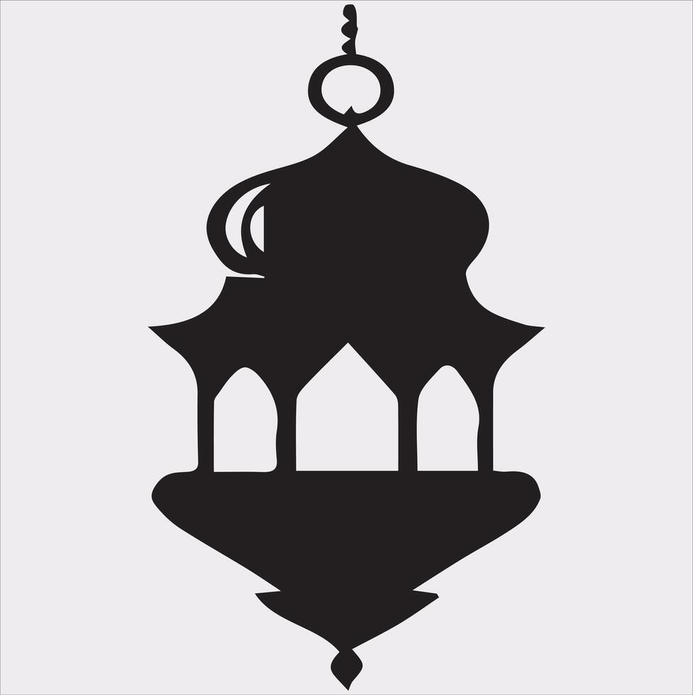Ramadan lanterns silhouette simple and clean flat line art lamp on white background vector