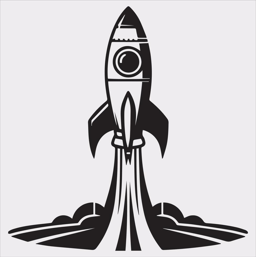 rocket silhouette on white background vector