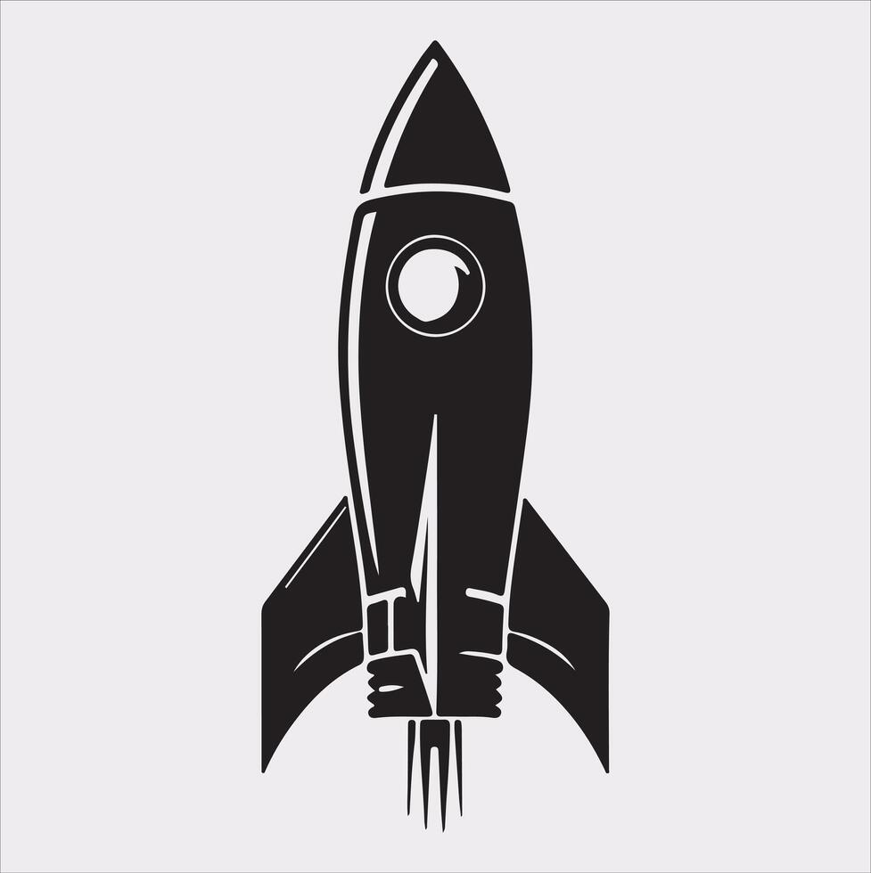 rocket silhouette on white background vector