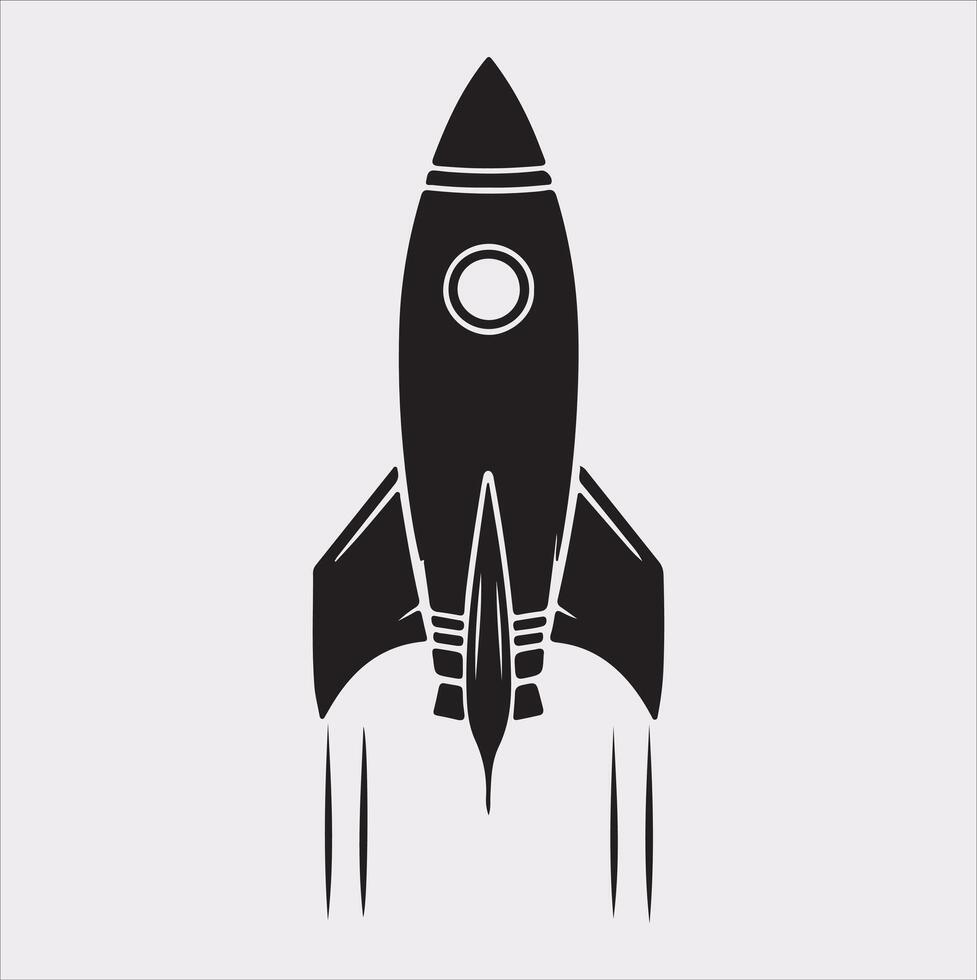 rocket silhouette on white background vector