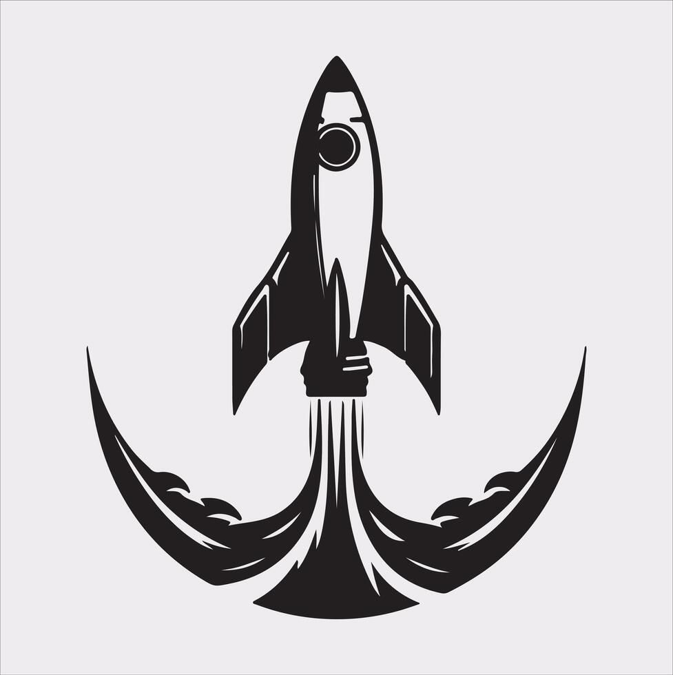 rocket silhouette on white background vector