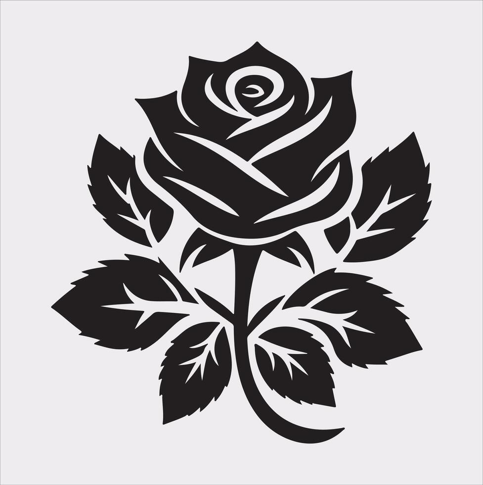 Set of rose logo icon silhouette on white background vector