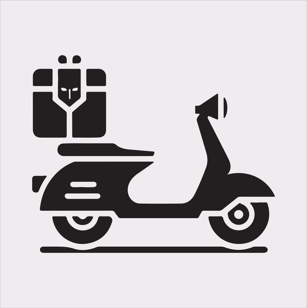 Scooter motor Courier line Art silhouette on white background vector