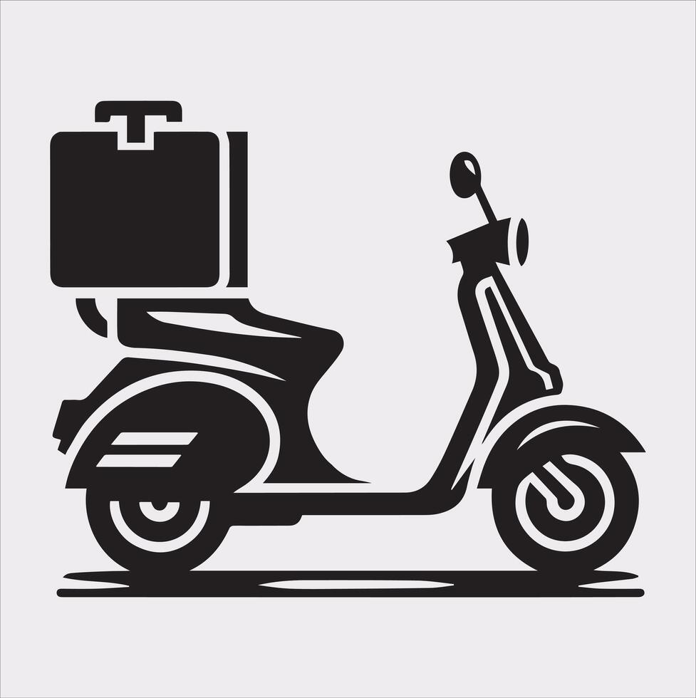 Scooter motor Courier line Art silhouette on white background vector