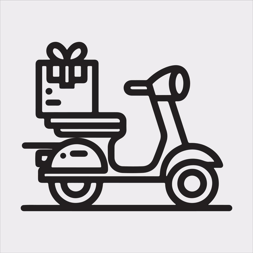 Scooter motor Courier line Art silhouette on white background vector