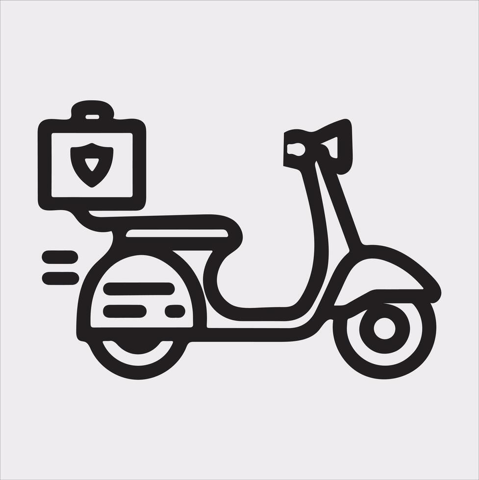 Scooter motor Courier line Art silhouette on white background vector