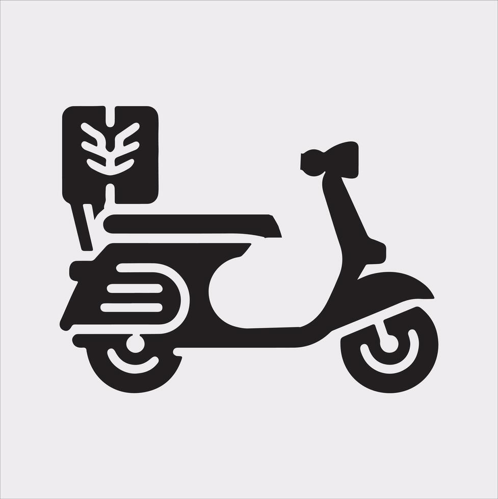 Scooter motor Courier line Art silhouette on white background vector
