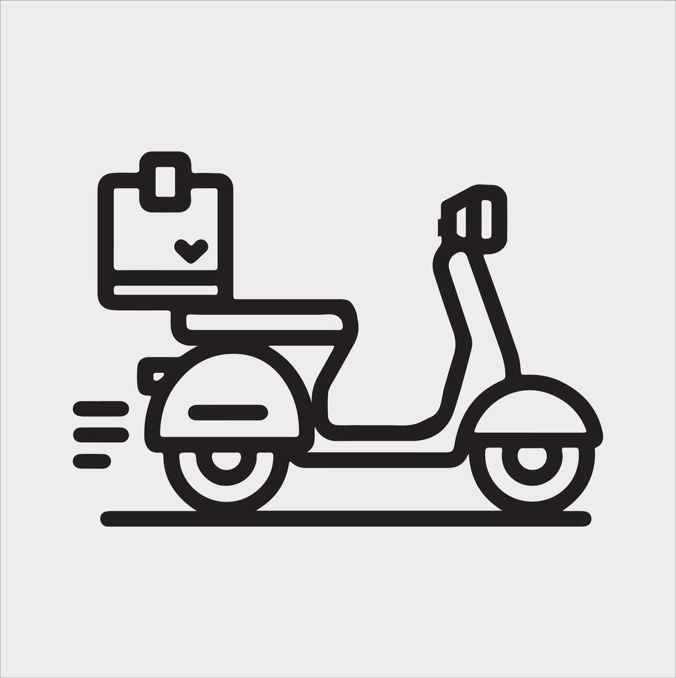 Scooter motor Courier line Art silhouette on white background vector