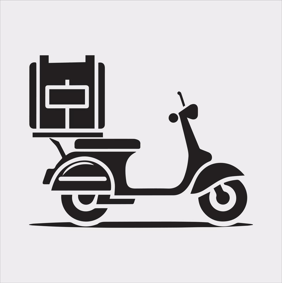 Scooter motor Courier line Art silhouette on white background vector