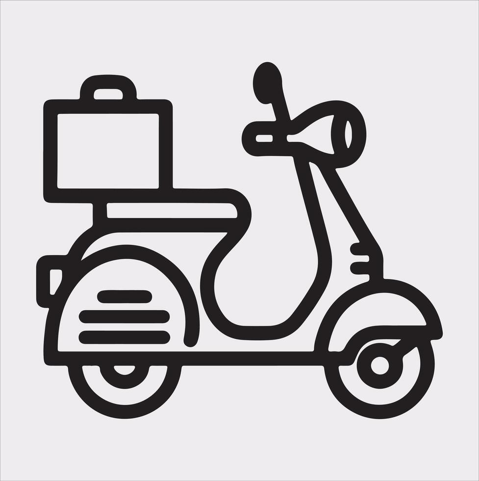 Scooter motor Courier line Art silhouette on white background vector
