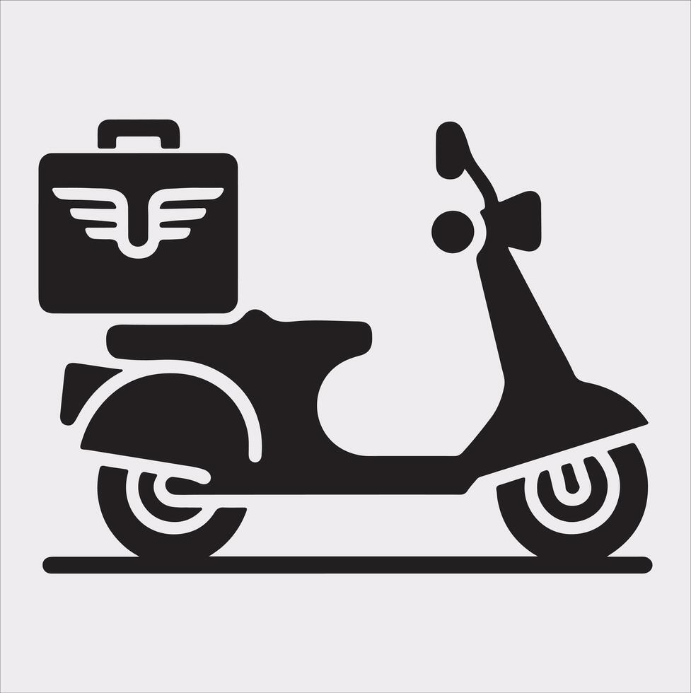 Scooter motor Courier line Art silhouette on white background vector