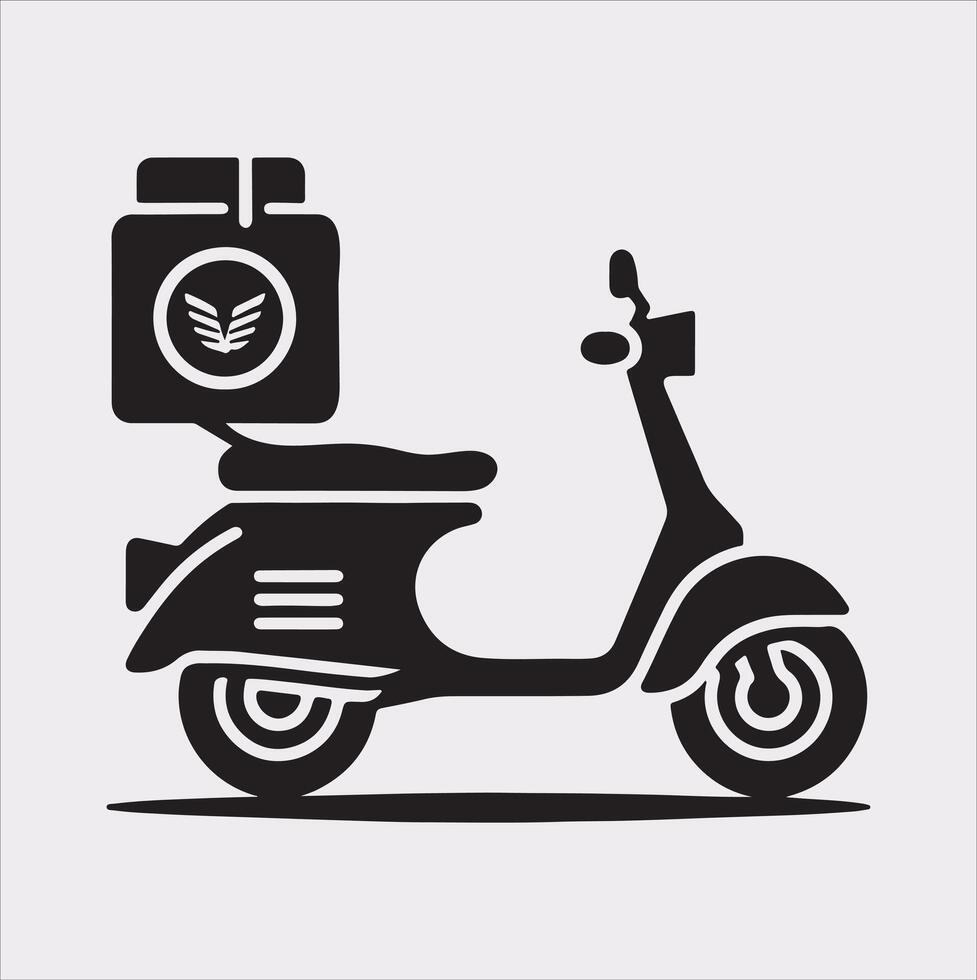 Scooter motor Courier line Art silhouette on white background vector