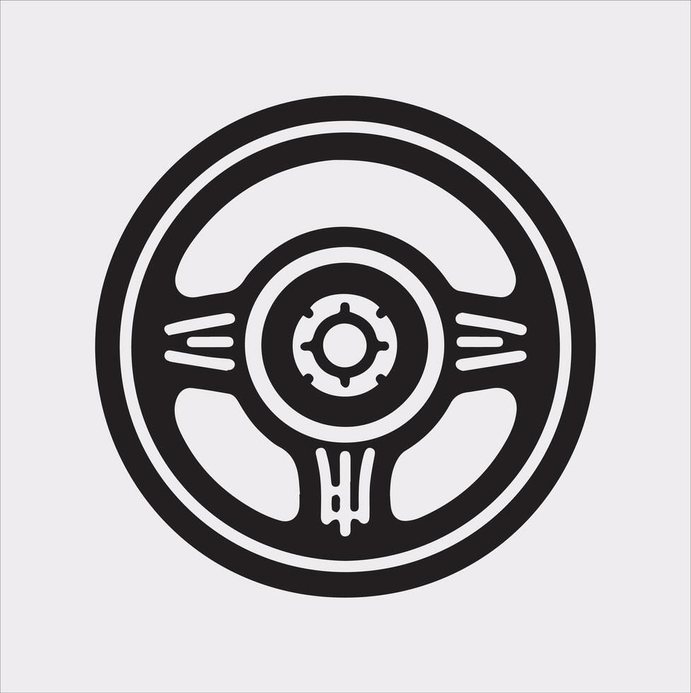 Steering wheel icon Car, auto silhouette on white background vector