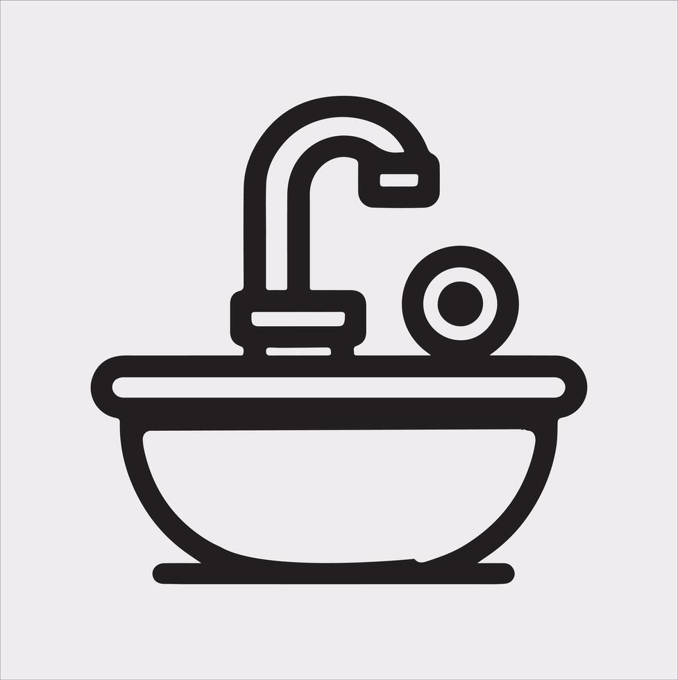 sink silhouette on white background vector