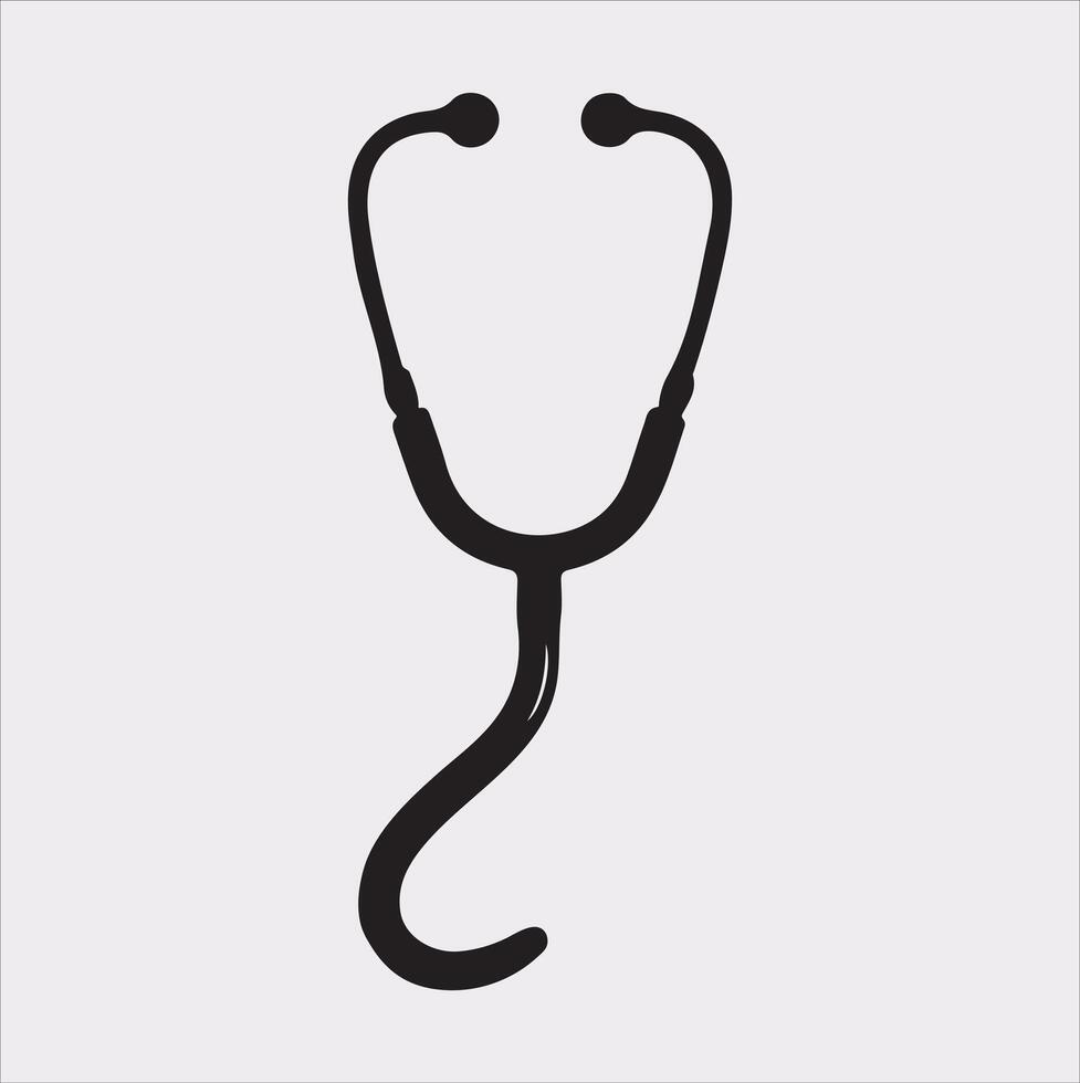 Stethoscope symbol healthe logo silhouette on white background vector