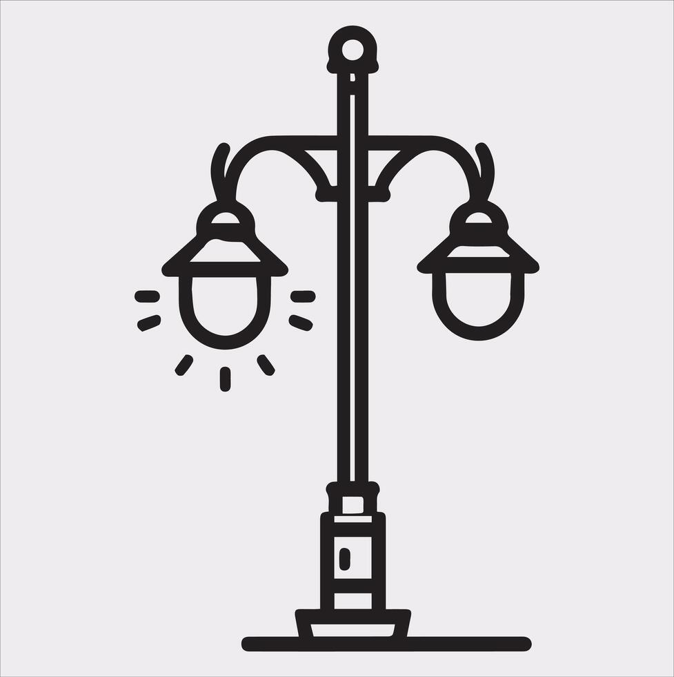 Street Lamp Thin line silhouette on white background vector