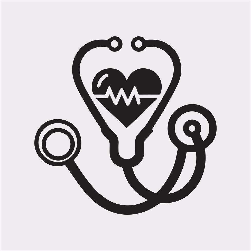 Stethoscope symbol healthe logo silhouette on white background vector