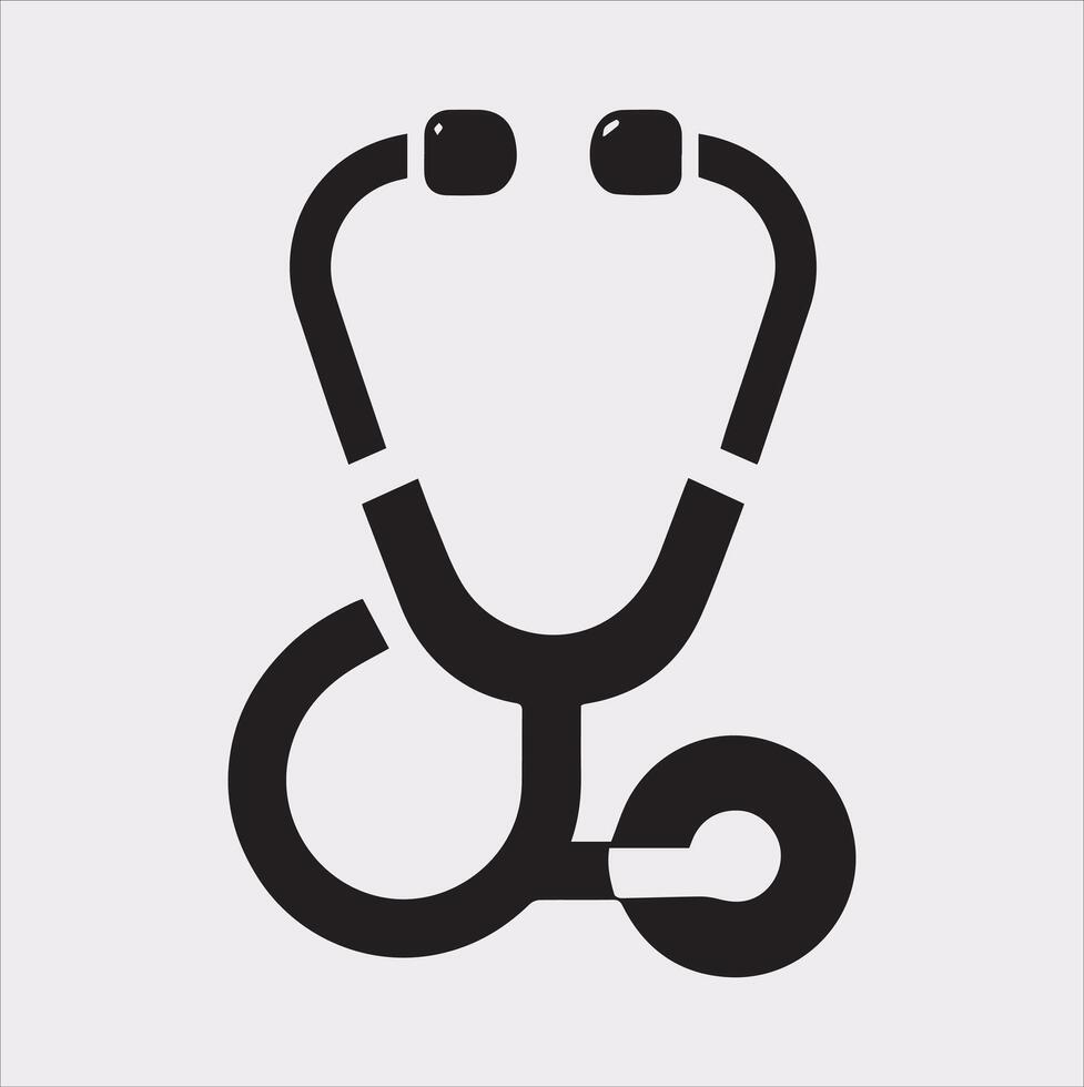 Stethoscope symbol healthe logo silhouette on white background vector