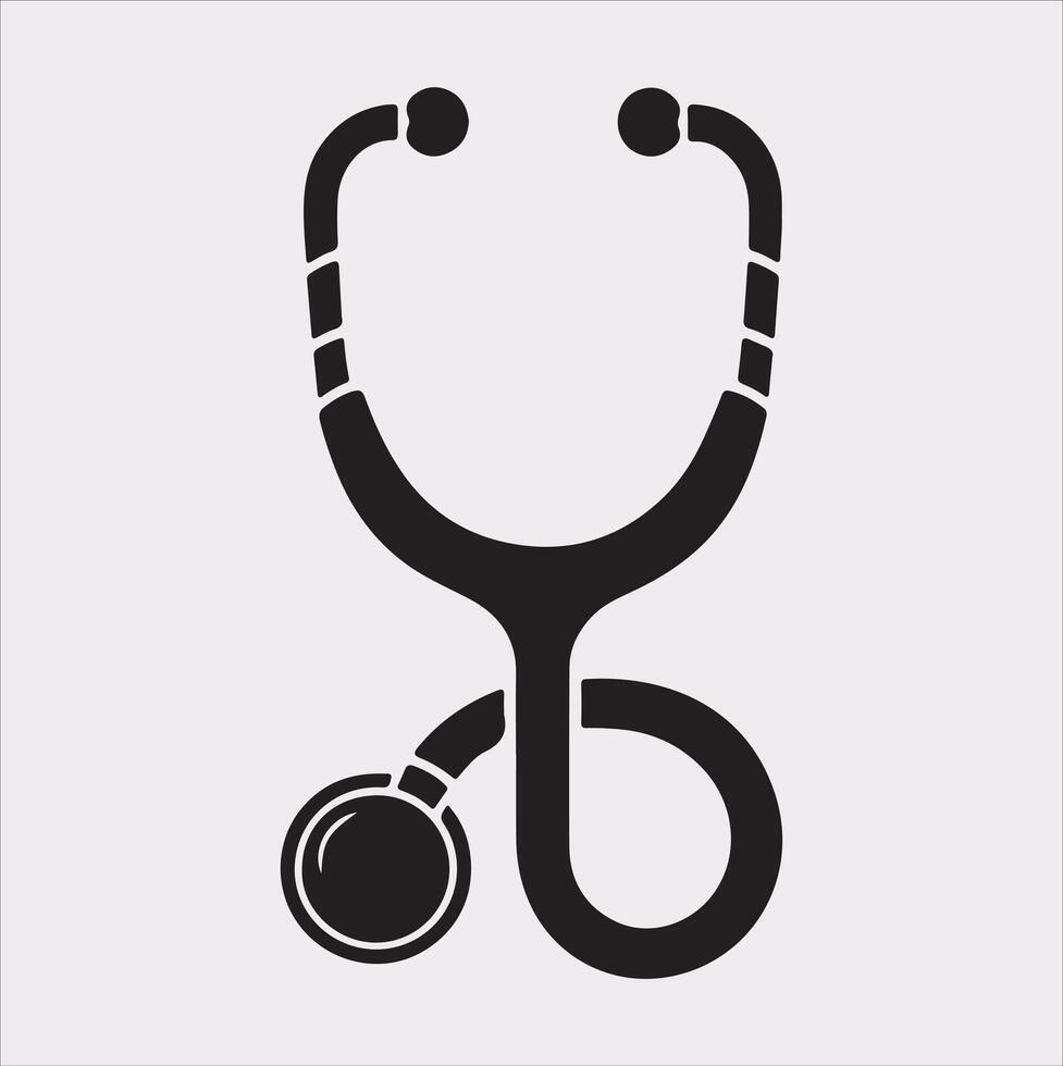 Stethoscope symbol healthe logo silhouette on white background vector