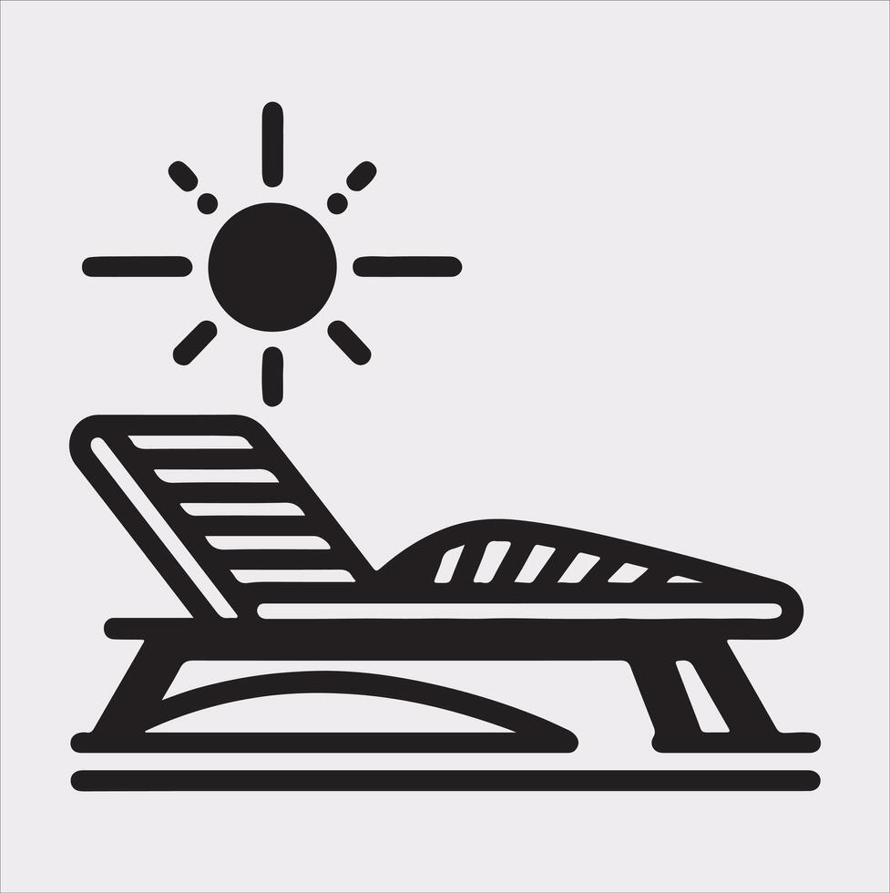 Sunbed icon Thin linear sunbed silhouette on white background vector
